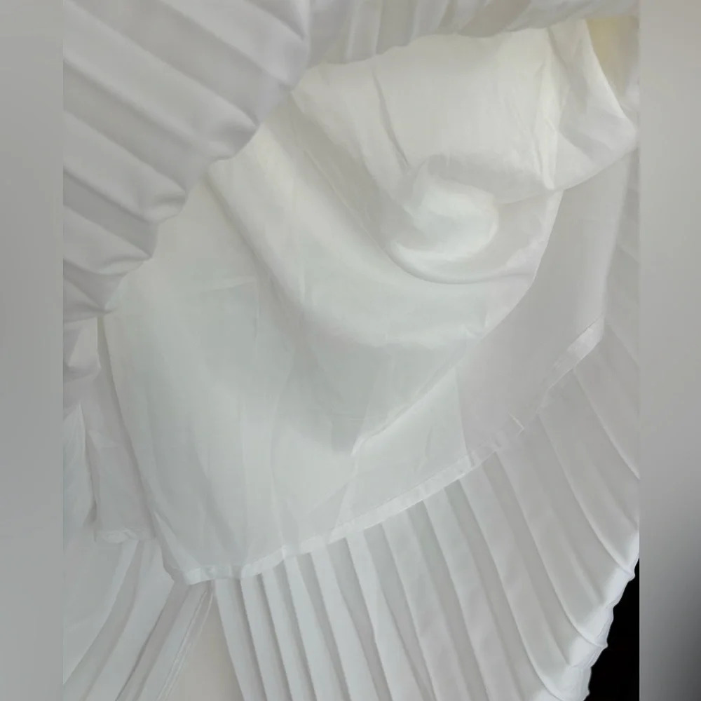Commense - White Solid Pleated Strapless Split Dress Size Medium NWT - Picture 7 of 11